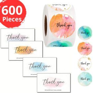 600 Pc Thank you Cards and Stickers